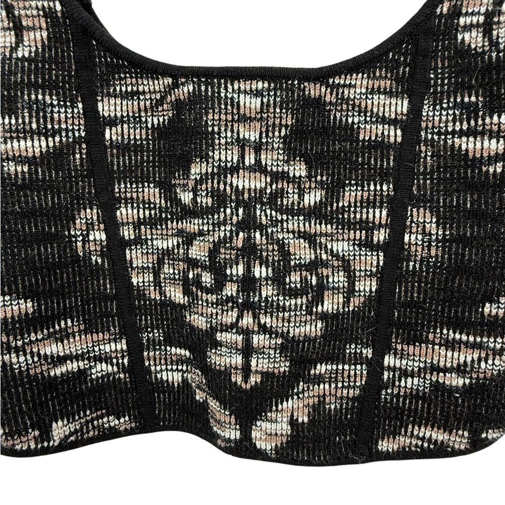 Anthropologie Valeria Knit Corset Crop Top Black Damask Bustier Dark Academia - Picture 7 of 13